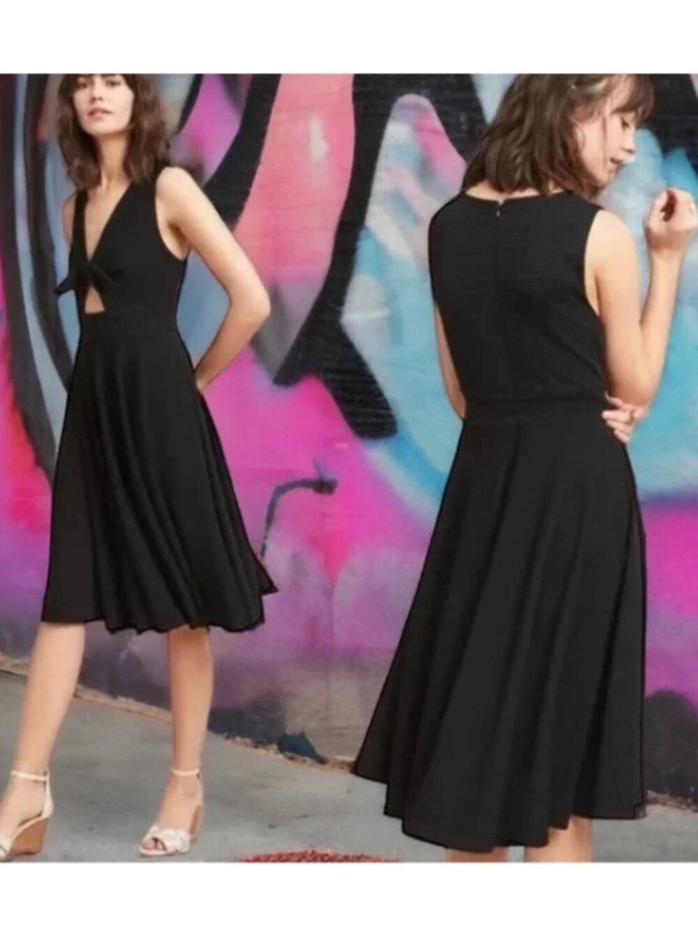 Hutch (Anthropologie) Women's LBD Black APRIL Keyhole Swing Dress, Size Small